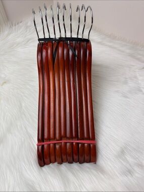 Wooden Shirt Hangers - Set of 10 in Warm Brown Mahogany